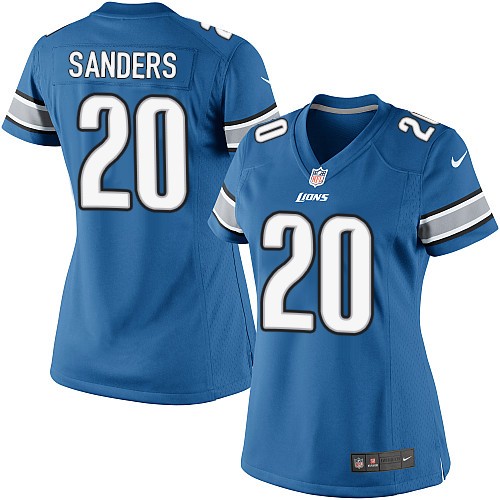 Women's Limited Barry Sanders Nike Jersey Light Blue Home - #20 NFL Detroit Lions